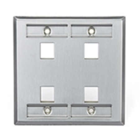 LEVITON Wall Plate 4Port Dg Id Ss 592104